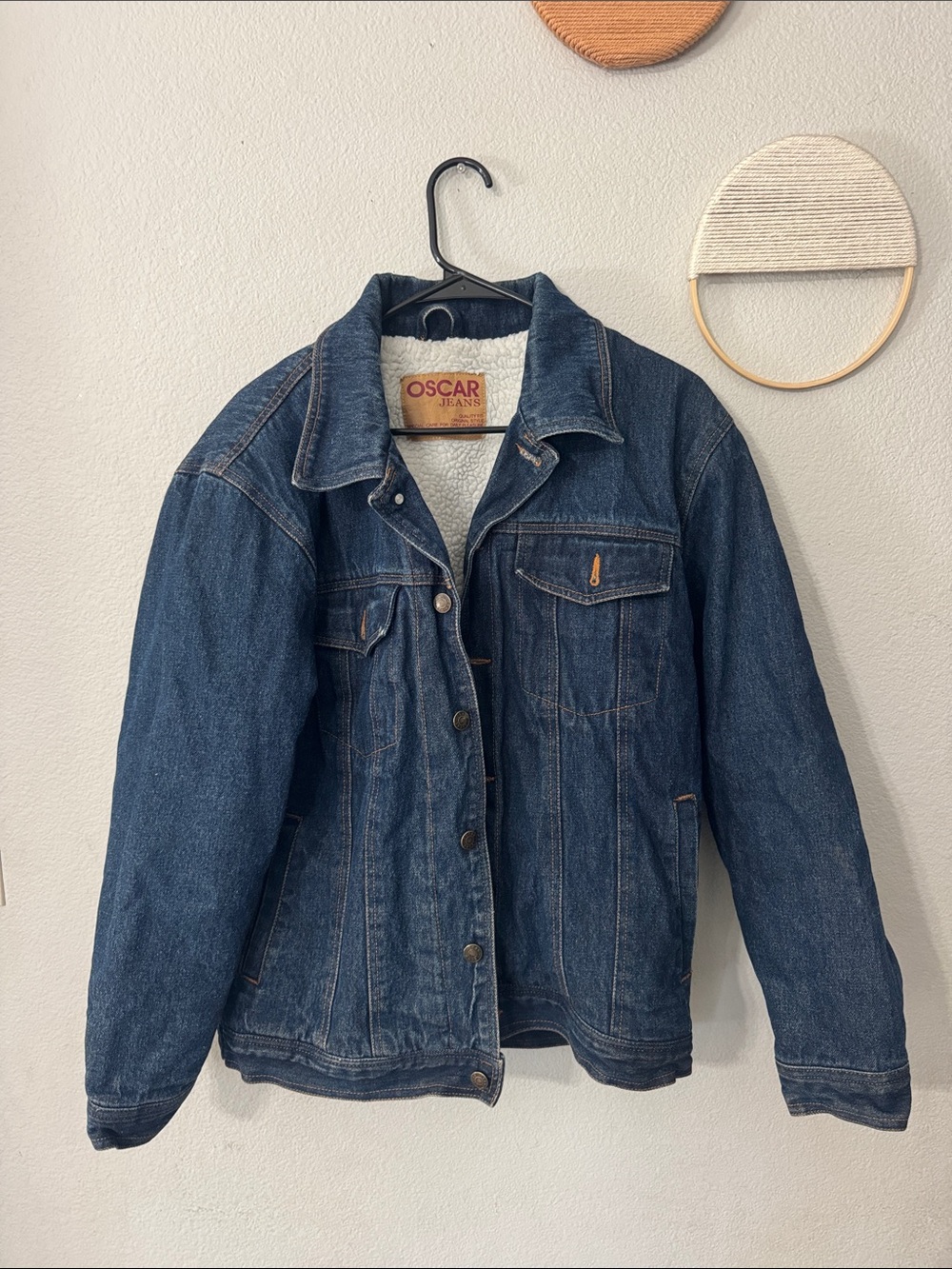 Oscar Jean Dark Blue Denim Jacket with Sherpa Lining